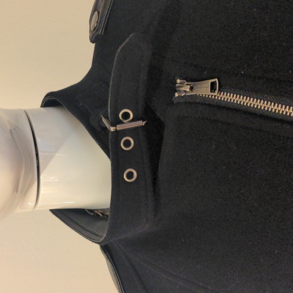 Andrew Marc Black Virgin Wool Cashmere Blend Leather Effect 10 - Picture 12 of 13